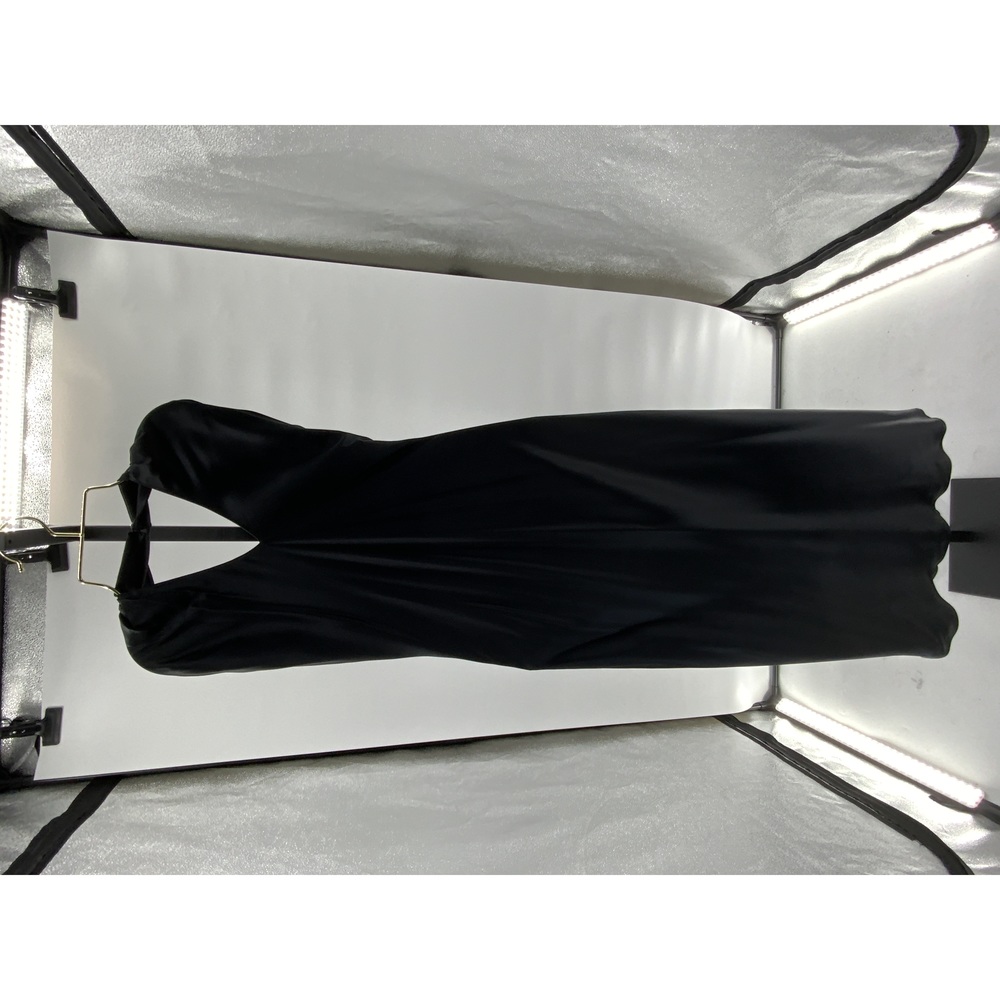 Quince Women's 100% Washable Silk Twist Halter Midi Dress Black S NEW